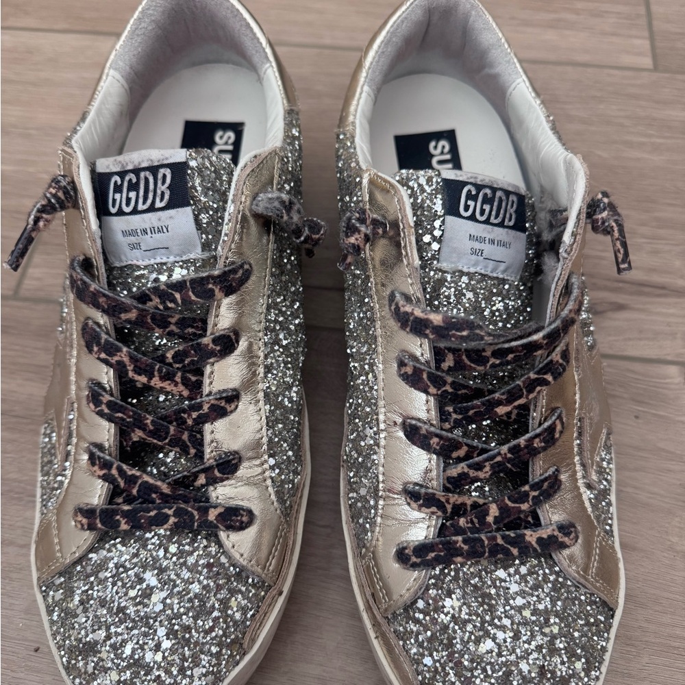 Size 40 Golden Goose Women's Glitter Sneakers - Gold and Black